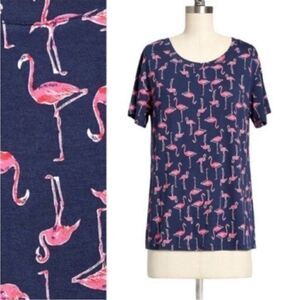 Modcloth Short Sleeve Instant Fit Relaxed Fit Tshirt Flaming Print Navy S NWT